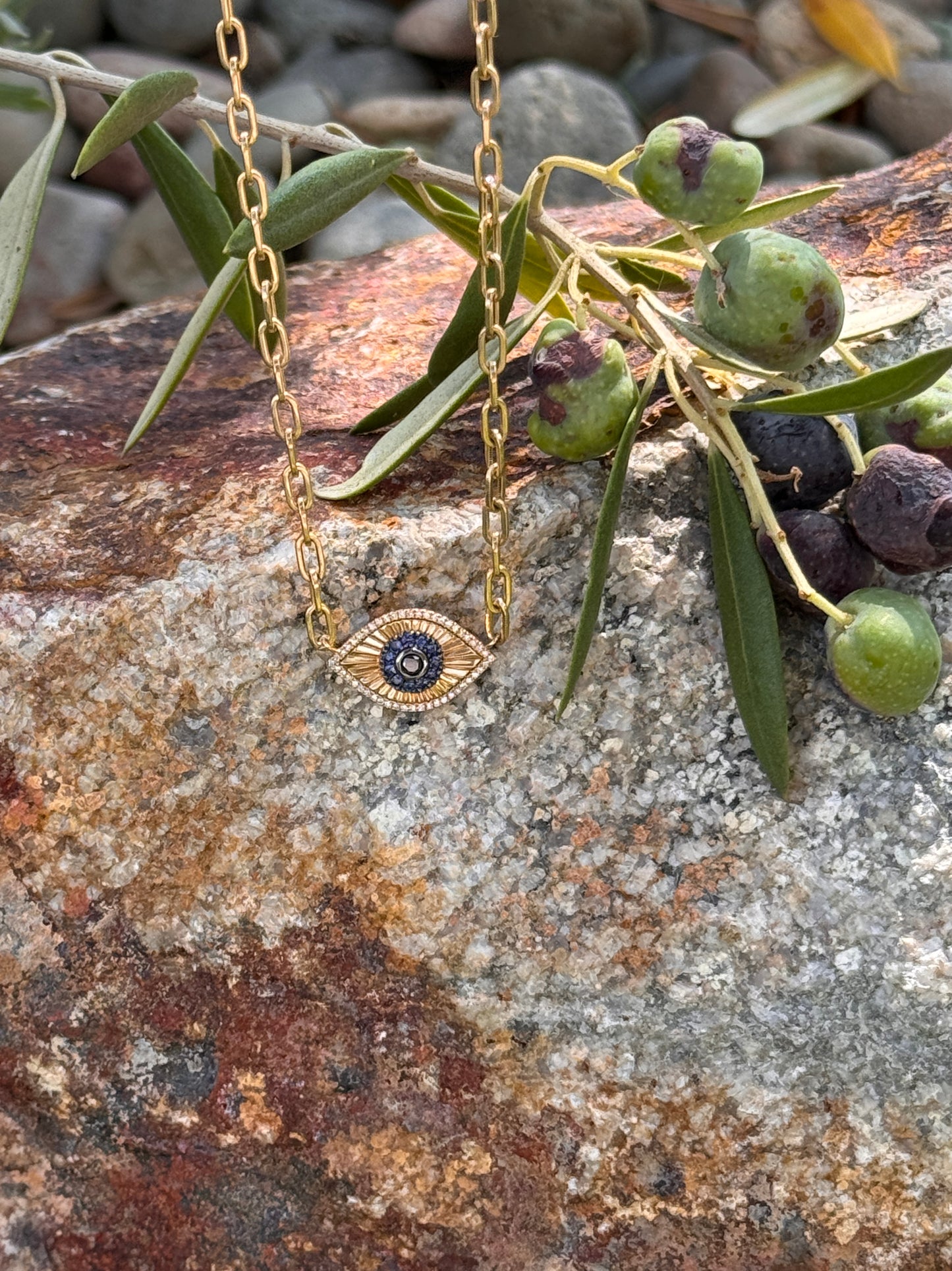 Evil Eye Sapphire and Diamond Necklace