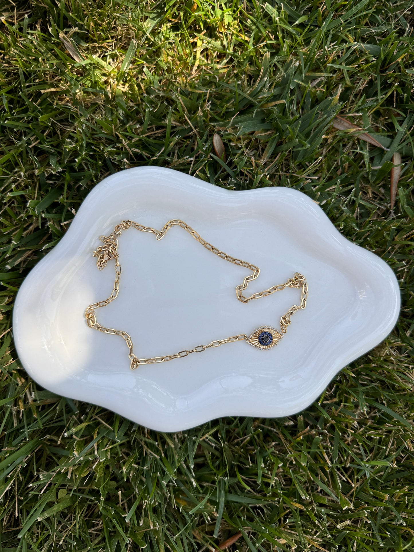 Evil Eye Sapphire and Diamond Necklace